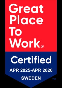 Gecertificeerd als Great Place To Work (Zweden), april 2025–april 2026